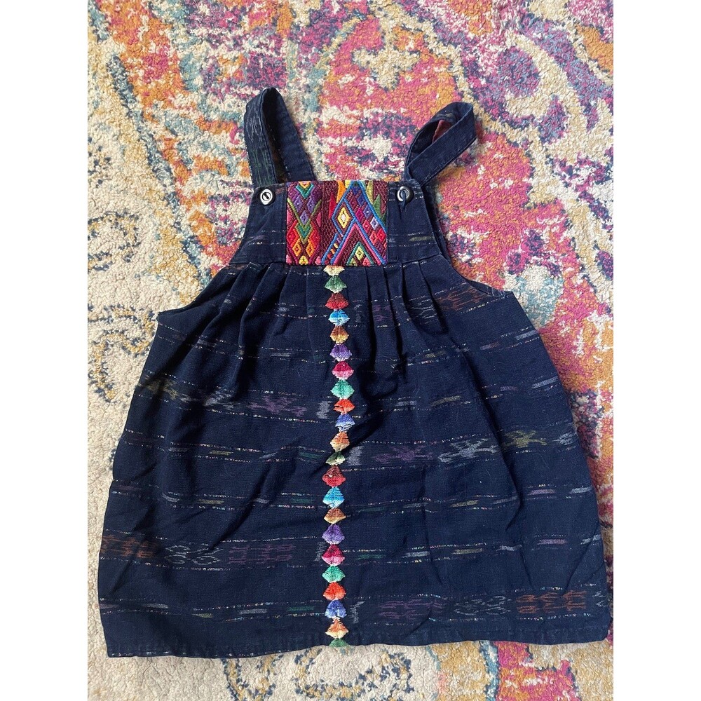Vintage Guatemalan Huipil Artisan Embroidered Kids Jumper Dress